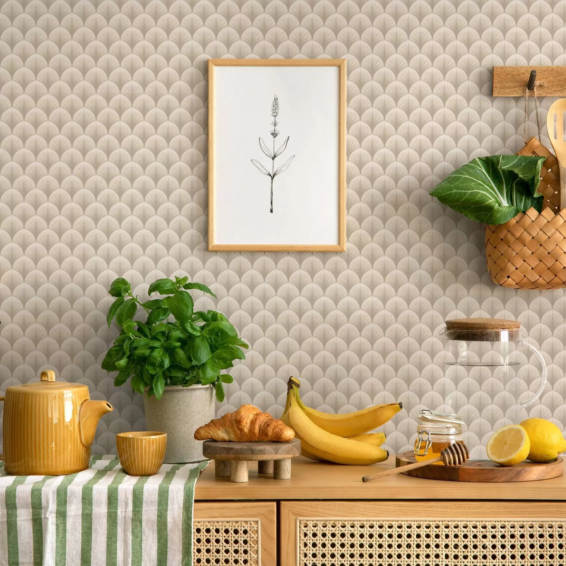 Фототапет Бежови вентилаторни арки с фини лъчи на светъл фон a00978