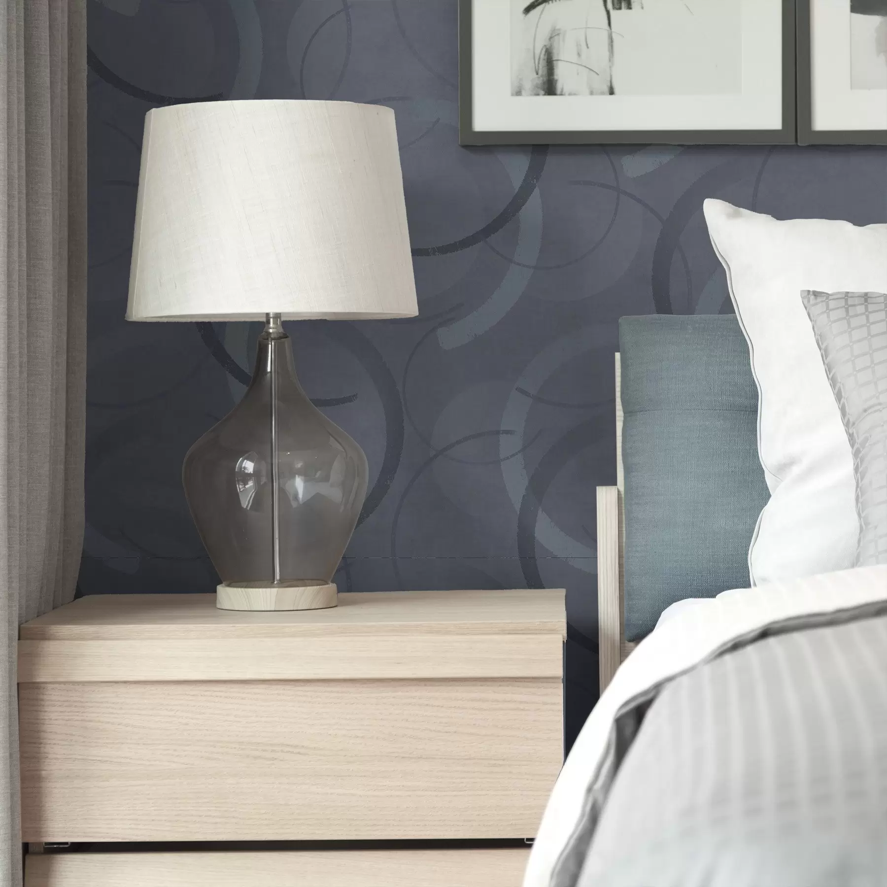 Фототапет Полукръгове и меки кръгове в хладна сиво-синя палитра a00980