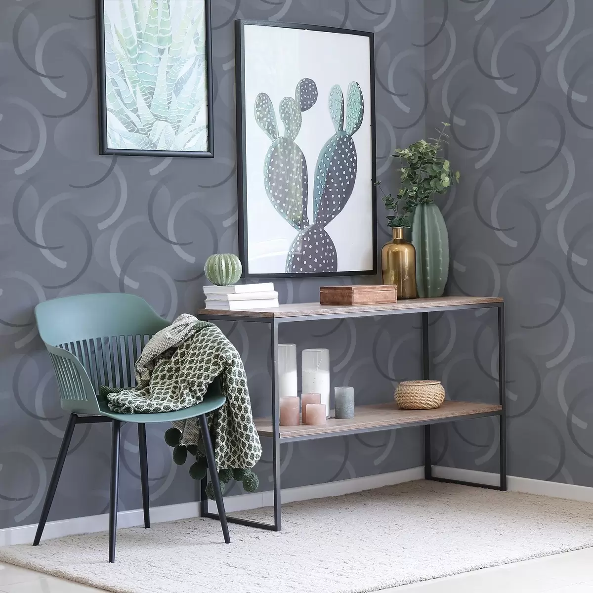 Тапети Сиви полукръгове и размазани кръгове върху текстуриран фон a00981