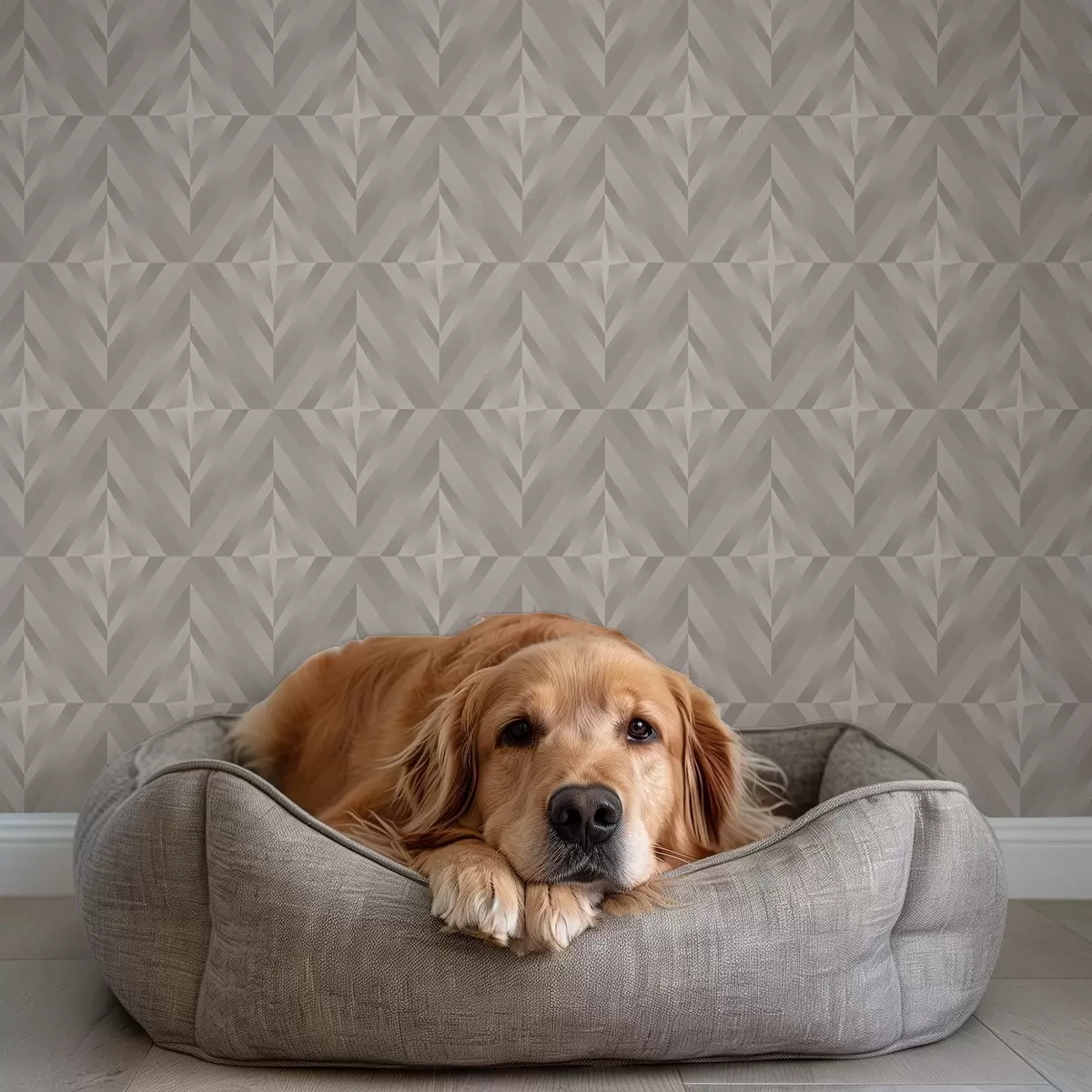 Тапети Геометрични квадрати със стрелки в топли бежови тонове a00982