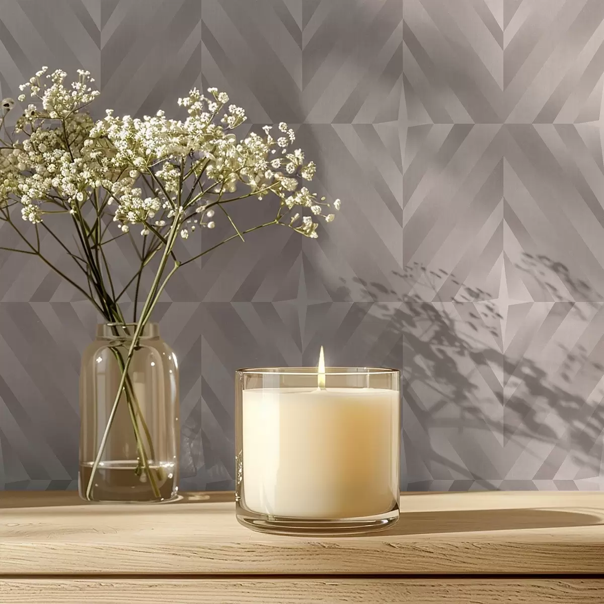 Тапети Геометрични квадрати със стрелки в топли бежови тонове a00982