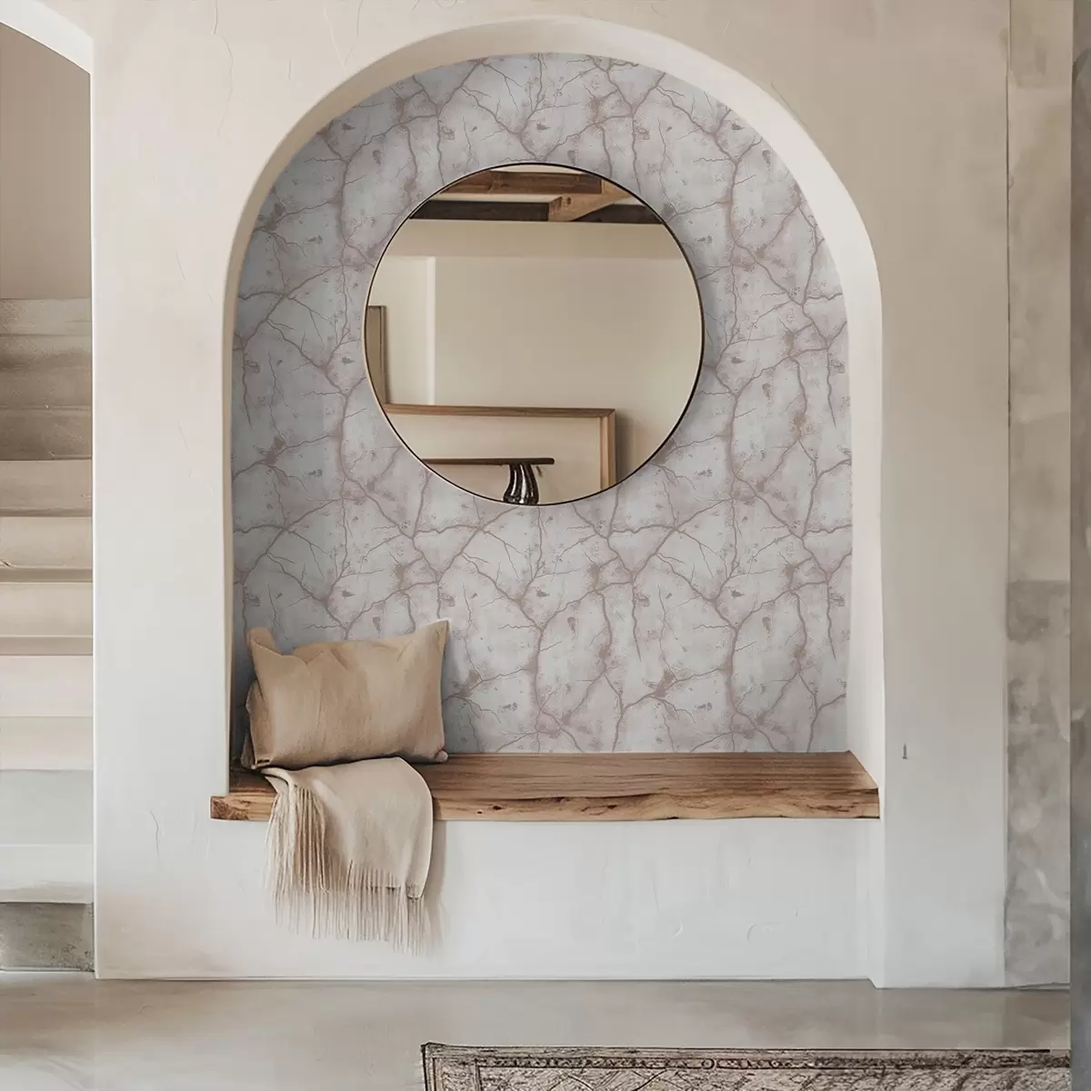 Тапети Лек бетон с дантела от розови пукнатини и петна a00987