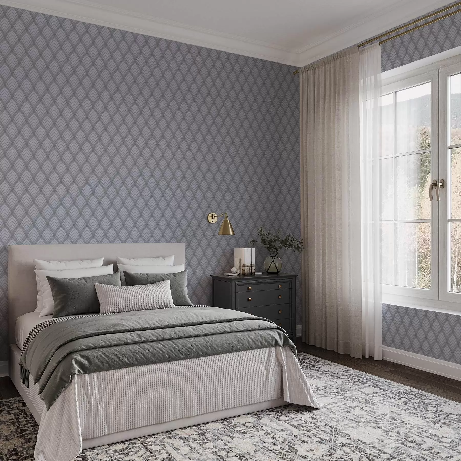 Фототапет Обемни арки, наподобяващи сива скала, с мек градиент a00989