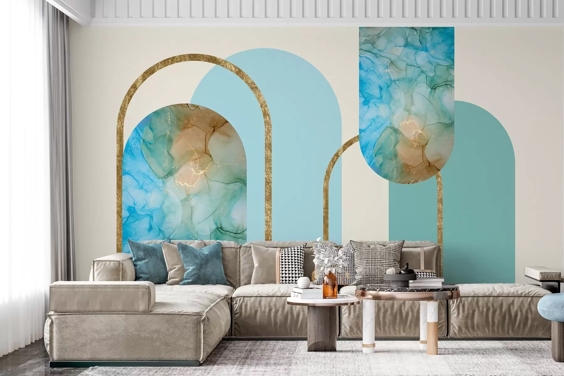 Фототапет елегантни арки с имитация на мрамор в стил ар деко w04879