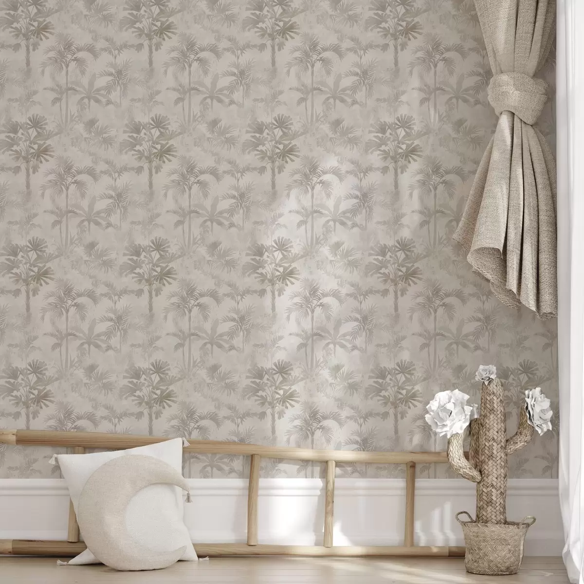 Тапети Мъглива палмова горичка в топли бежови тонове a00881