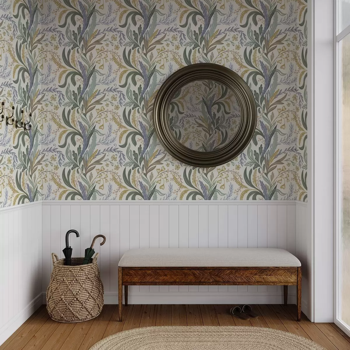 Тапети Богат флорален орнамент в мека пастелна палитра a00939