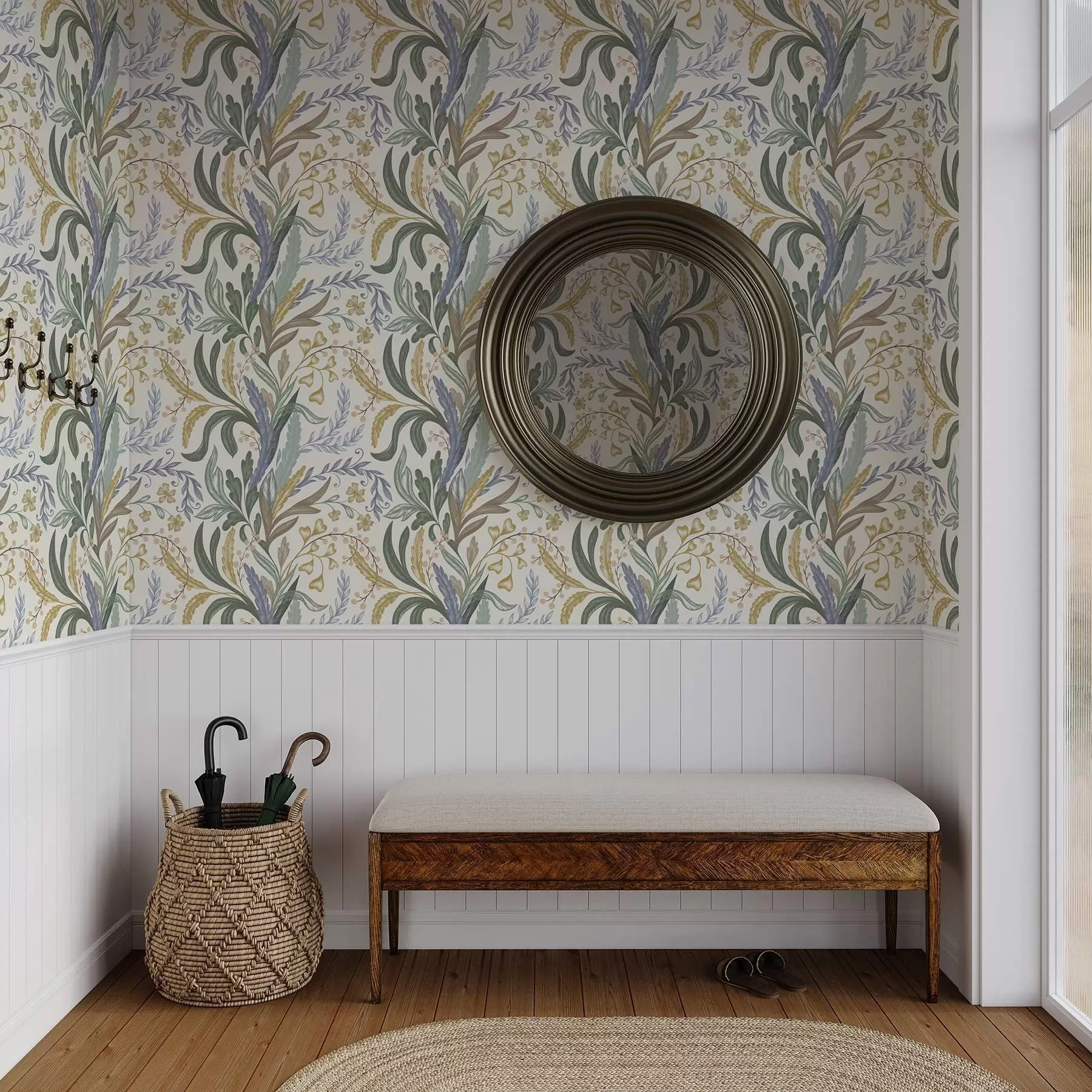 Фототапет Богат флорален орнамент в мека пастелна палитра a00939