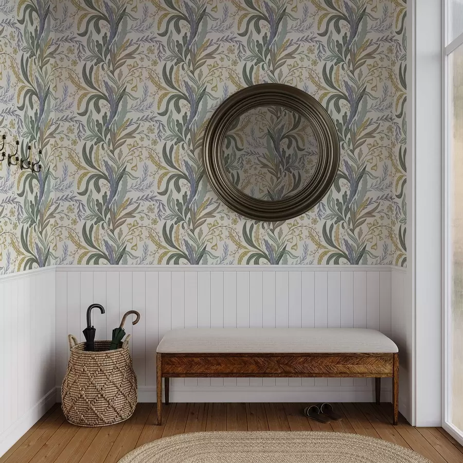 Фототапет Богат флорален орнамент в мека пастелна палитра a00939