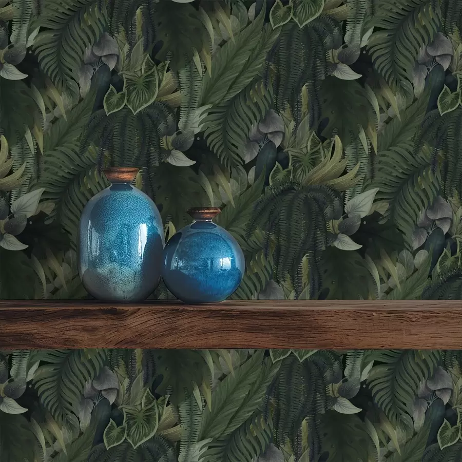 Фототапет Гъста тропическа растителност в тъмнозелени гъсталаци a00943