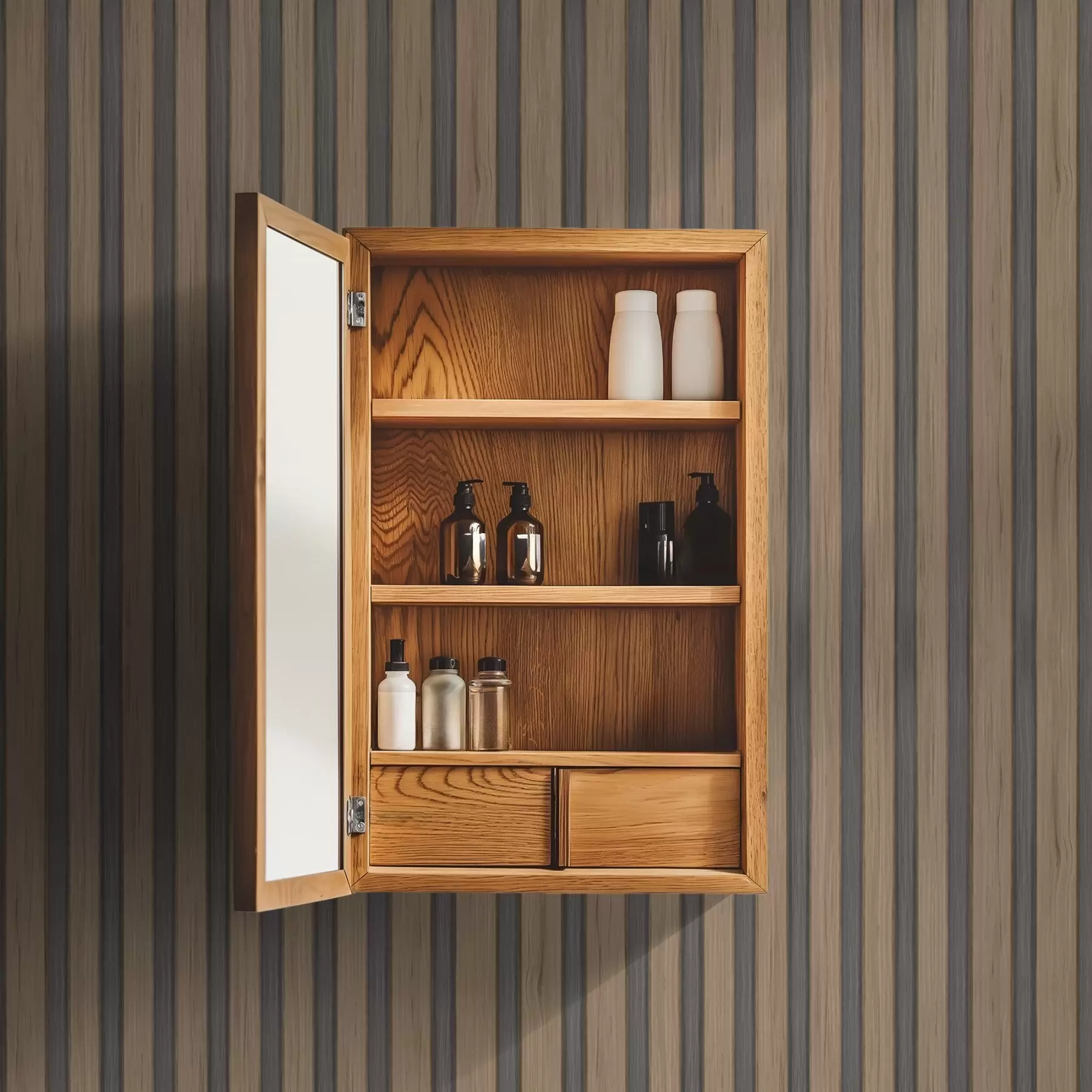 Фототапет Вертикални дървени ламели с тъмносиви вложки a00991