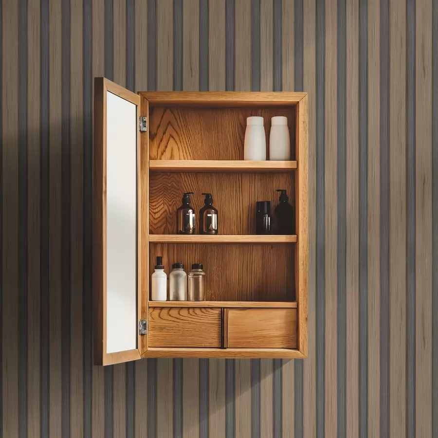 Фототапет Вертикални дървени ламели с тъмносиви вложки a00991