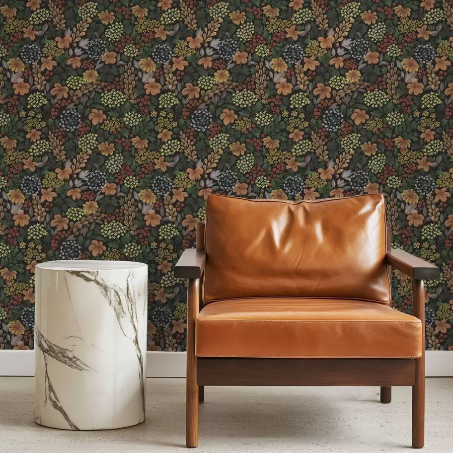 Фототапет Топла нощна градина с жълти цветя и буйна растителност a00996v1