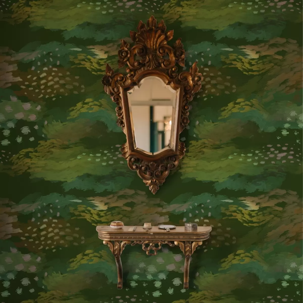 Тапети Богата зелена абстракция с енергични мазки a00999v3