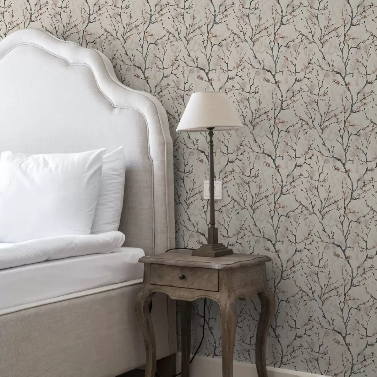 Тапети Акварелни клони от сакура на светъл фон a01033