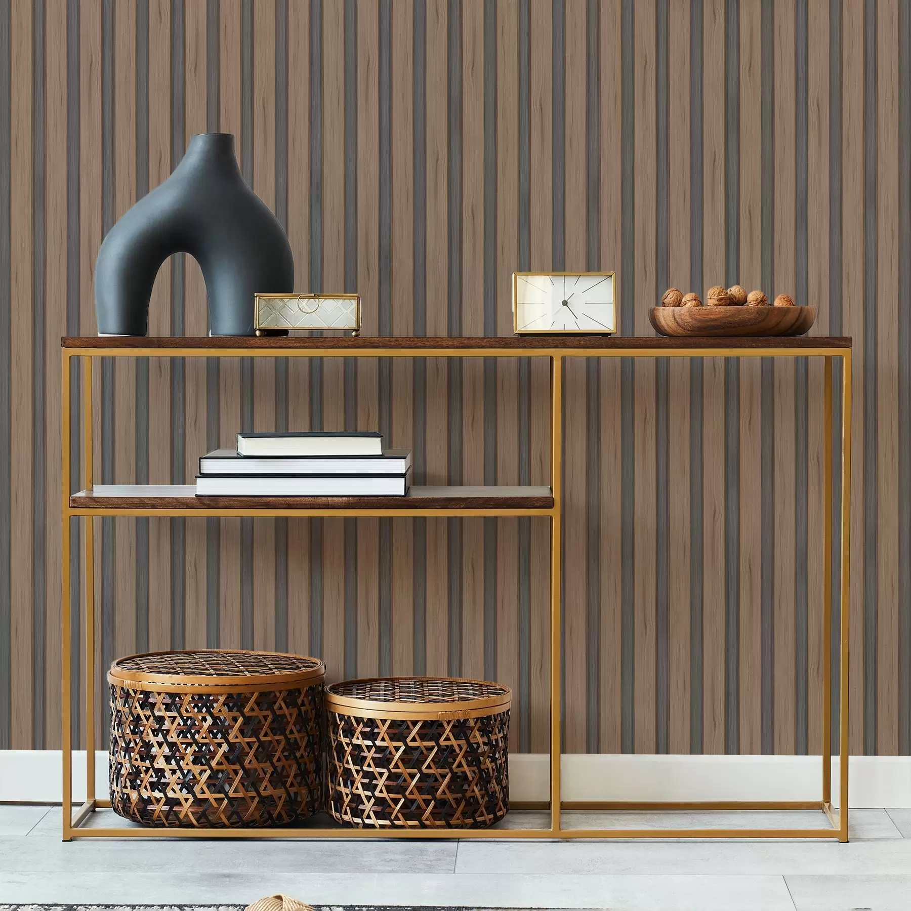 Фототапет Вертикални дървени ламели с тъмни вложки a01054