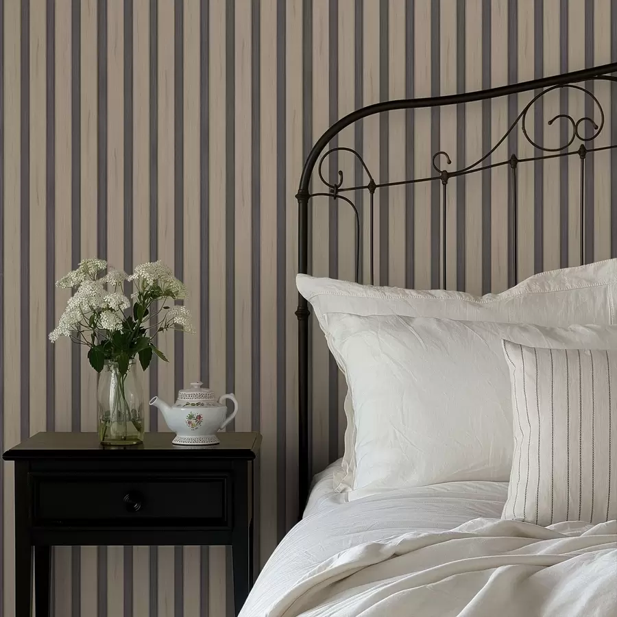 Фототапет Бежови дървени дъски с тъмни вертикални ивици a01054v2