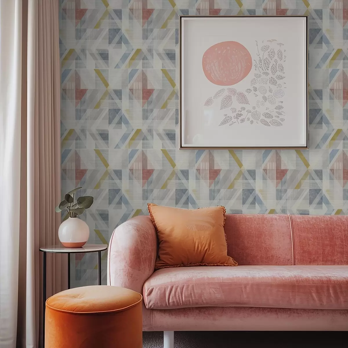 Тапети Геометричен дизайн с червен диамант в центъра a01055