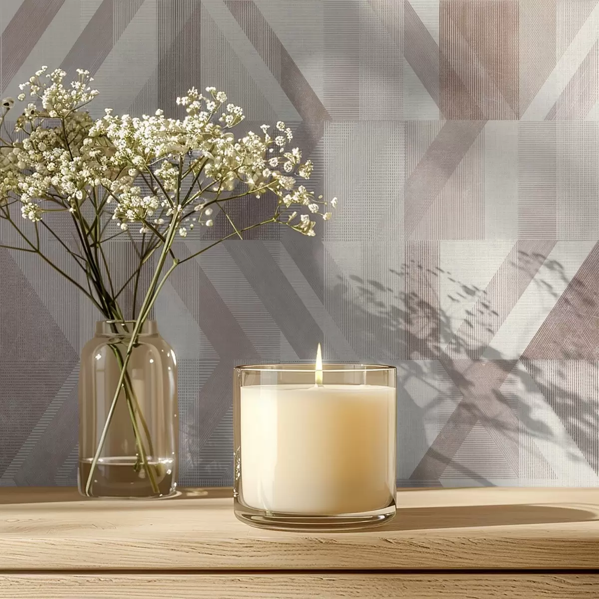 Тапети Топли геометрични стрелки в бежово-пясъчни тонове a01056v2