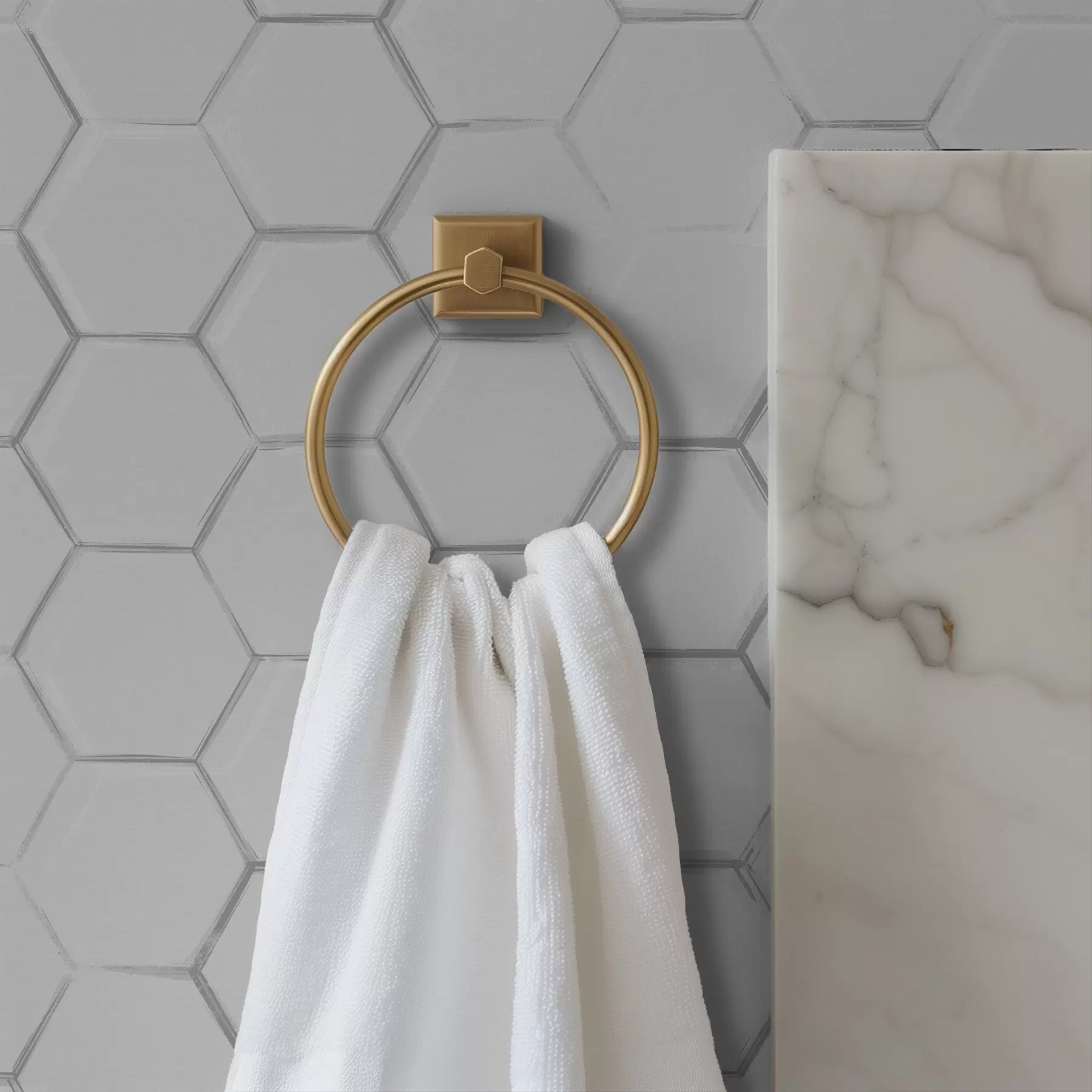 Фототапет Бели триизмерни шестоъгълници на гладък фон a01059