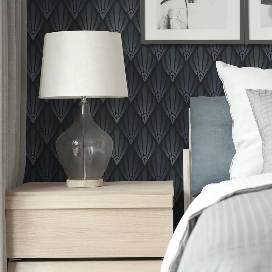 Фототапет Хладен синьо-сив арт деко с ветрилообразни форми a01064v3