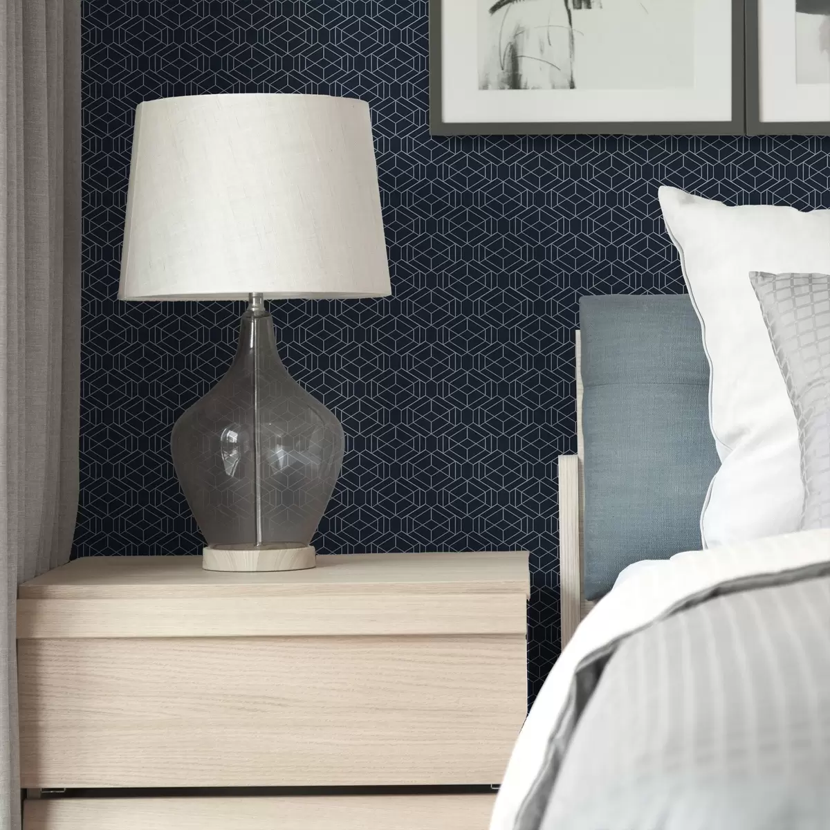 Тапети Тъмно синя геометрична решетка от кубове a01066v1