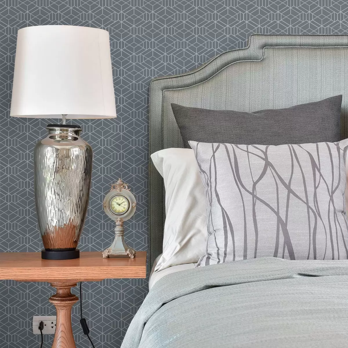 Тапети Сив фон с бели триизмерни кубове в решетка a01067v2