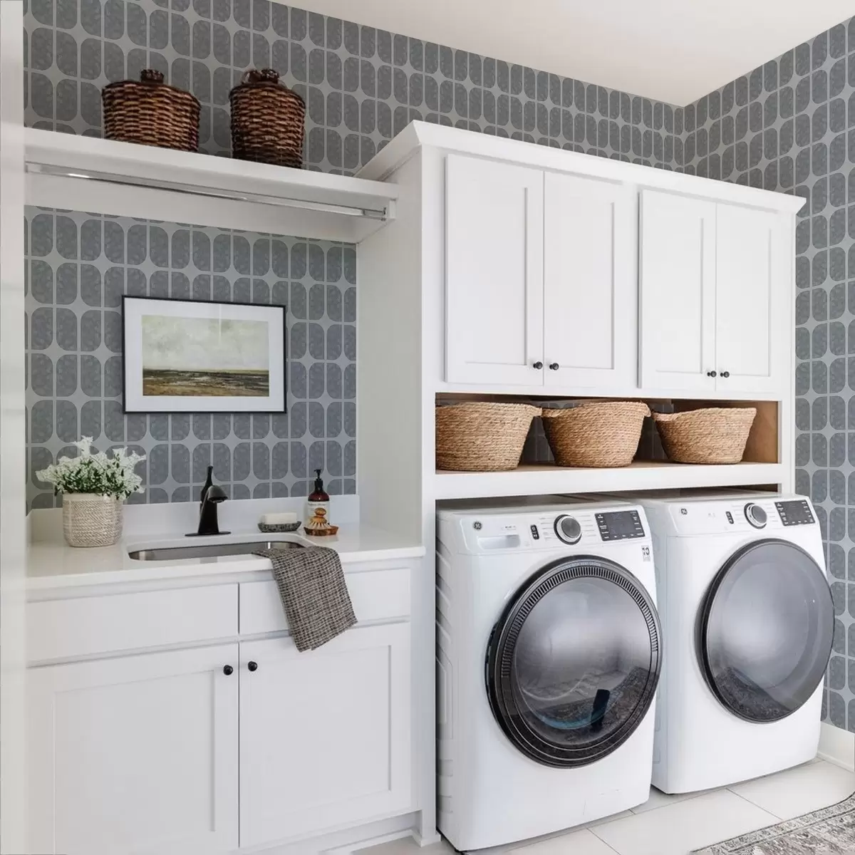 Тапети Сива мозайка с правоъгълни арки и мека текстура a01068