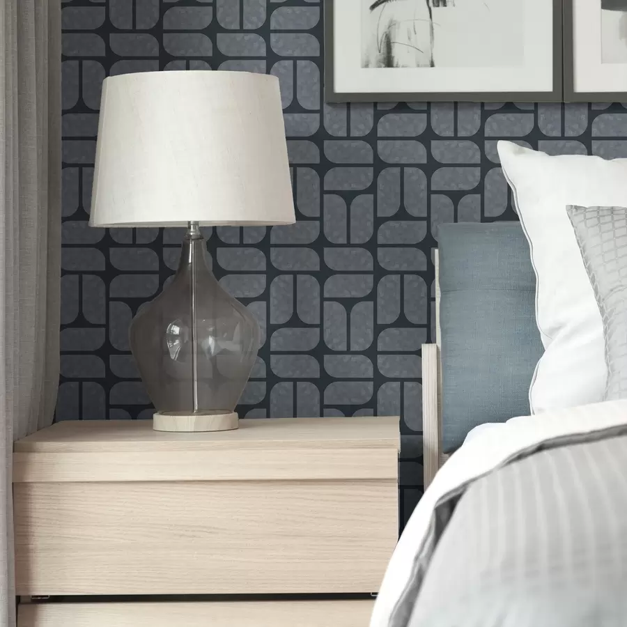 Фототапет Тъмно фоново изображение със сива мозайка от заоблени модули a01069v1