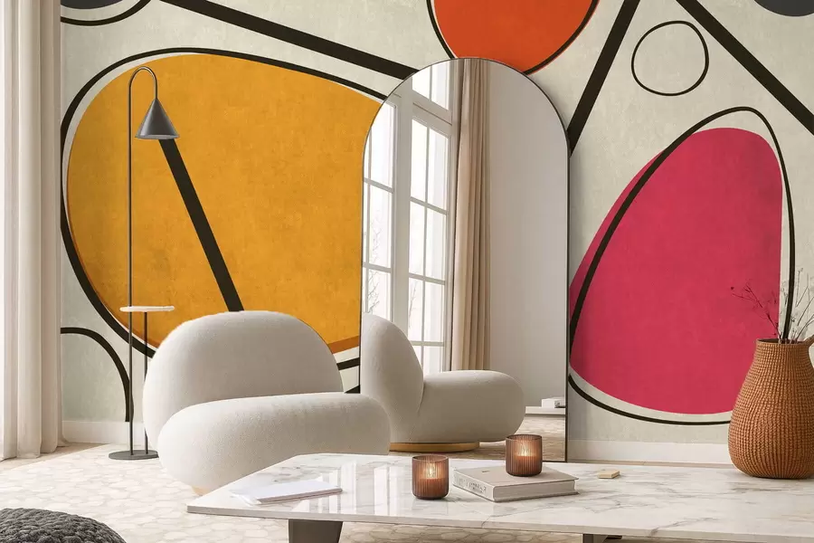 Фототапет Абстрактни форми и линии с ярки цветни полета w05017