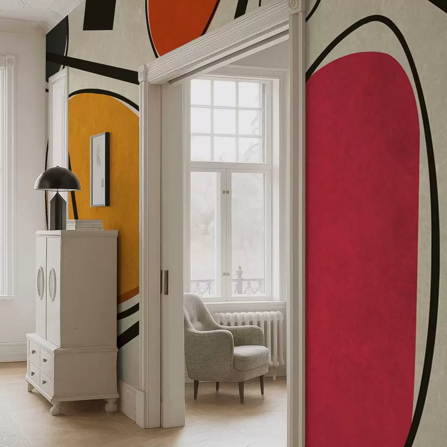 Фототапет Абстрактни форми и линии с ярки цветни полета w05017