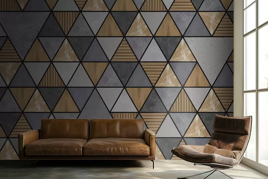 Фототапет Триъгълна украса с неутрални и топли цветове w05096v1