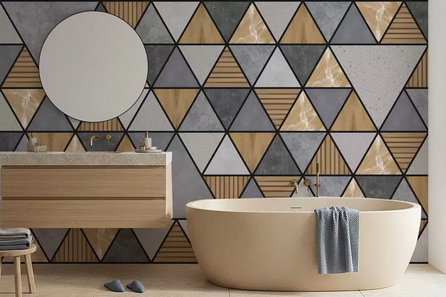 Фототапет Триъгълна украса с неутрални и топли цветове w05096v1