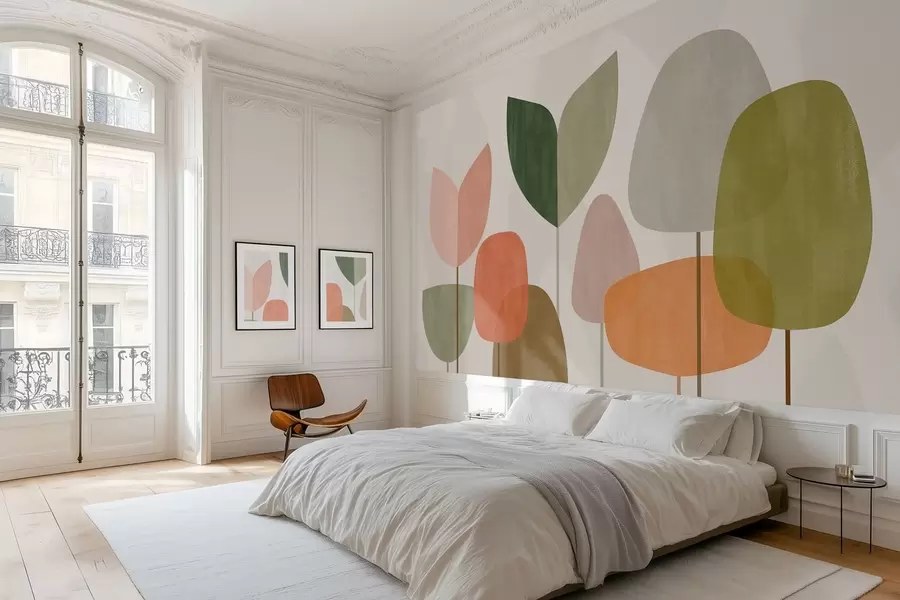 Фототапет абстрактни дървета в наивен стил w05059