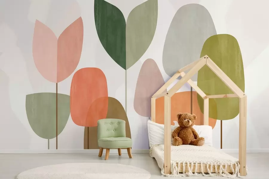 Фототапет абстрактни дървета в наивен стил w05059