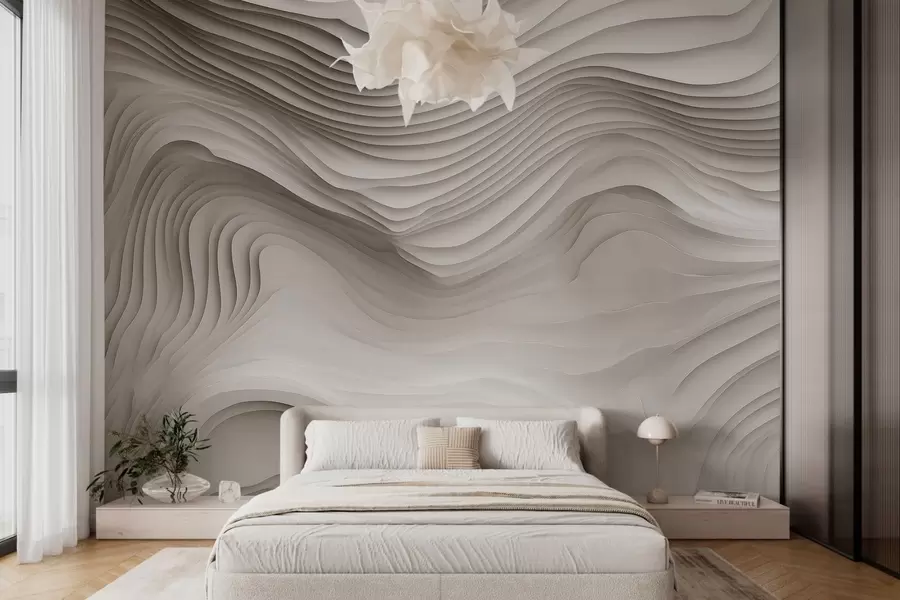 Фототапет имитация на обемни стъпаловидни релефи в бежови тонове w05061v1