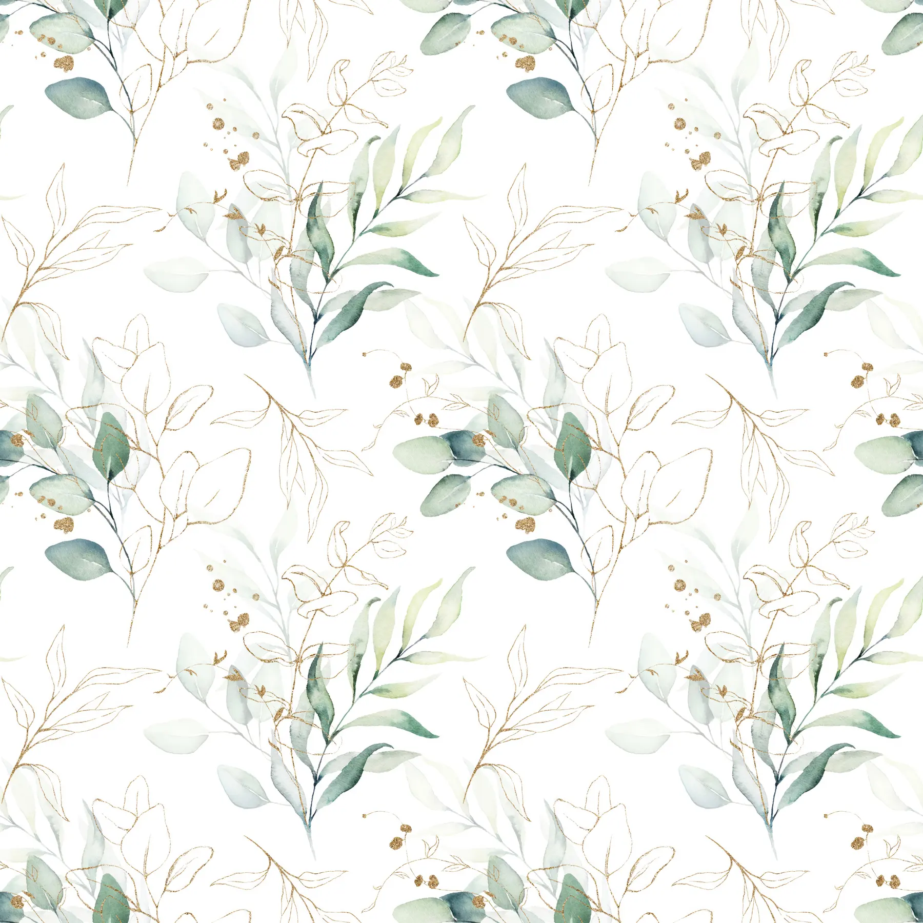 Фототапет Зелени листа в стил акварел u71464