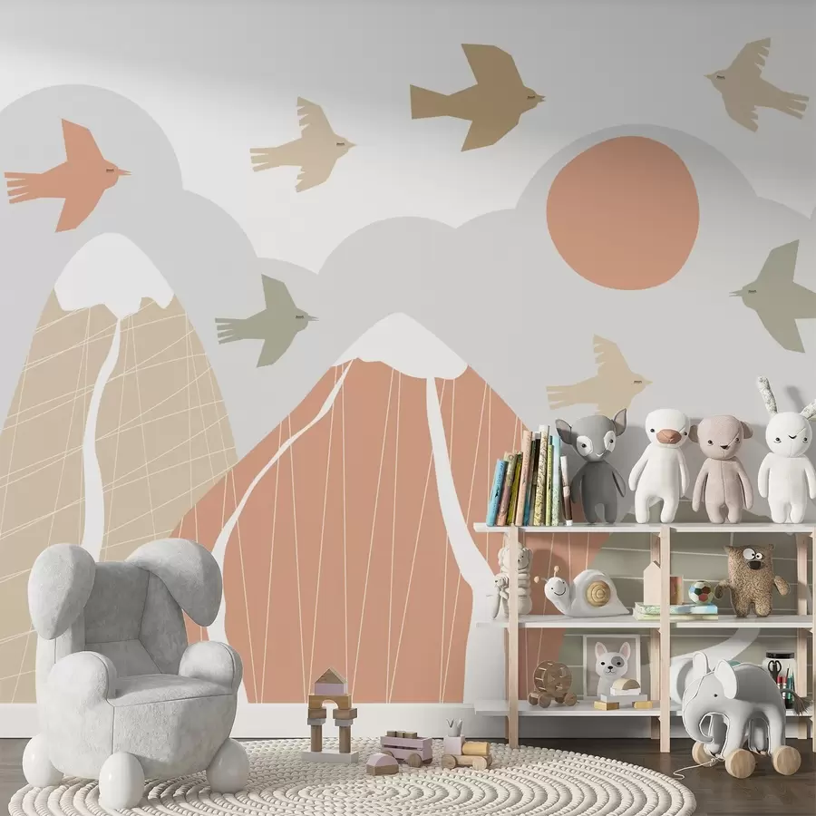 Фототапет Скандинавски планини и птици w05166