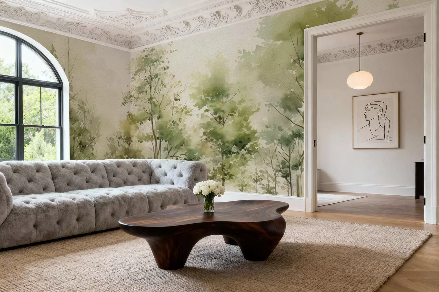 Фототапет Акварел на широколистна гора w05180