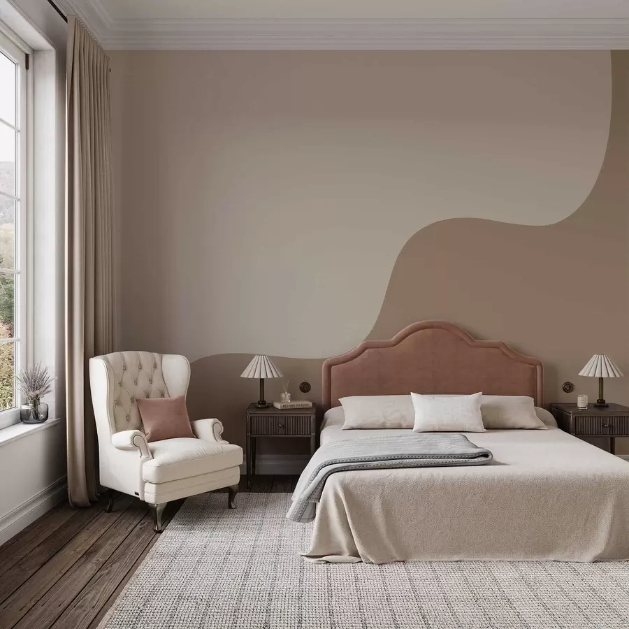 Фототапет Гладки абстрактни форми в светлобежови и кафяви тонове w05097v2