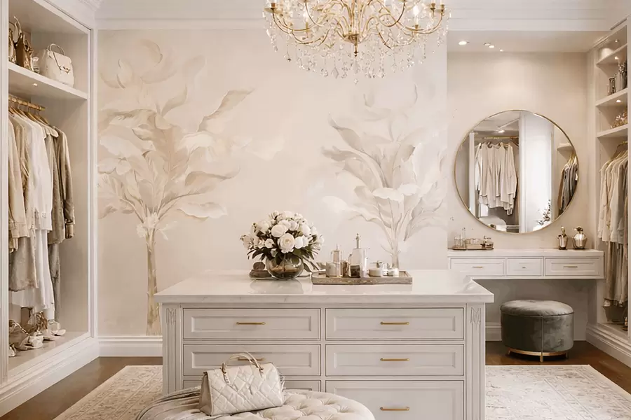 Фототапет Ефирни декоративни растения в топли кремави тонове w05126