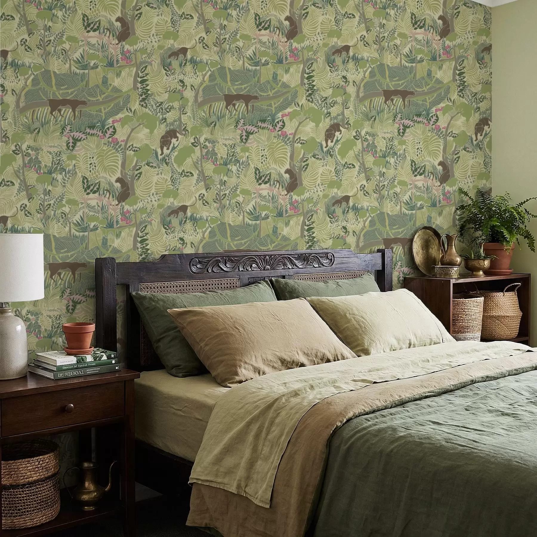 Фототапет Горска сцена с животни и гъста растителност a01108