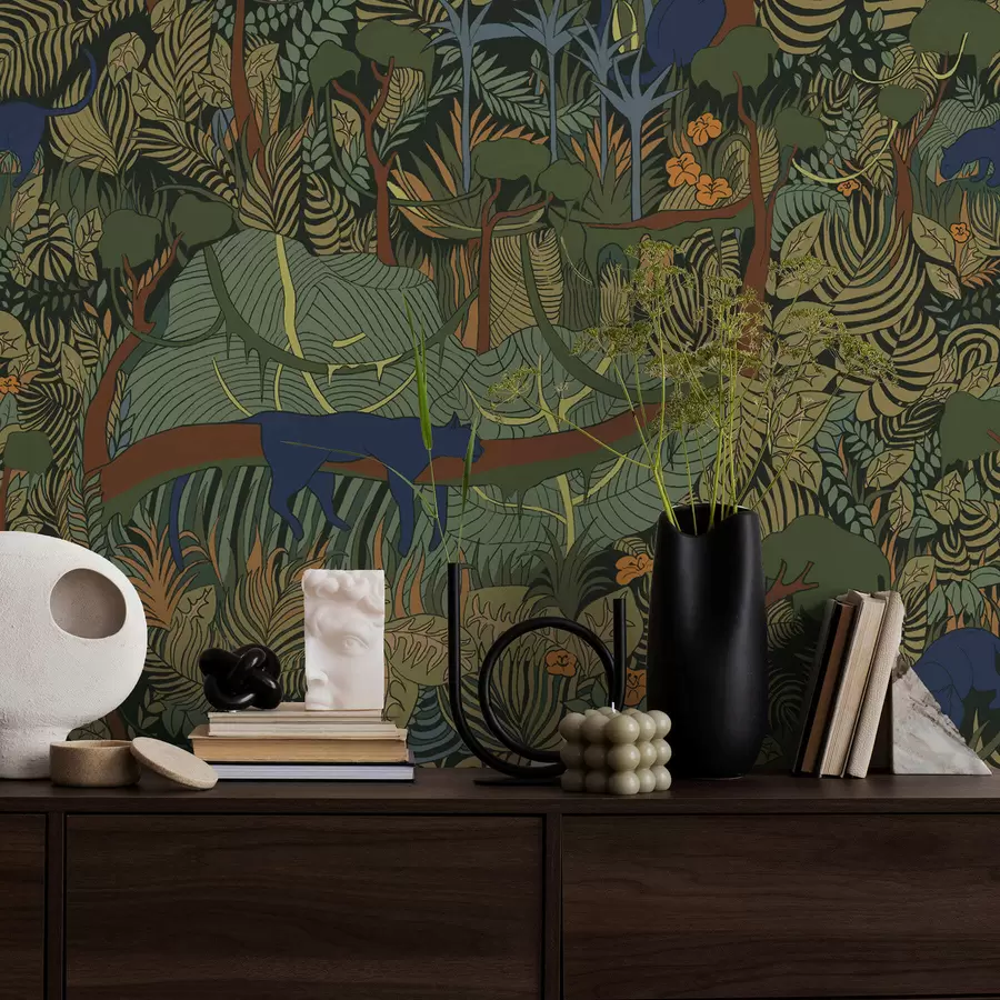 Фототапет Тъмна горска сцена с животни a01108v1