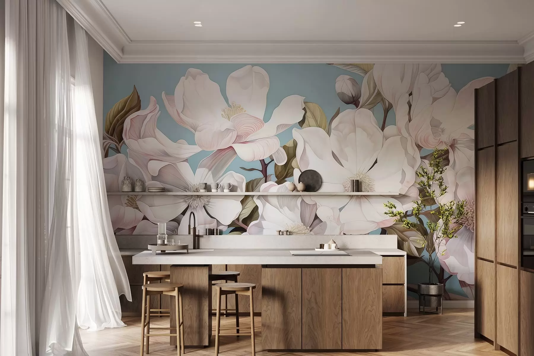 Фототапет Буйни цветя на клон на дърво w05178