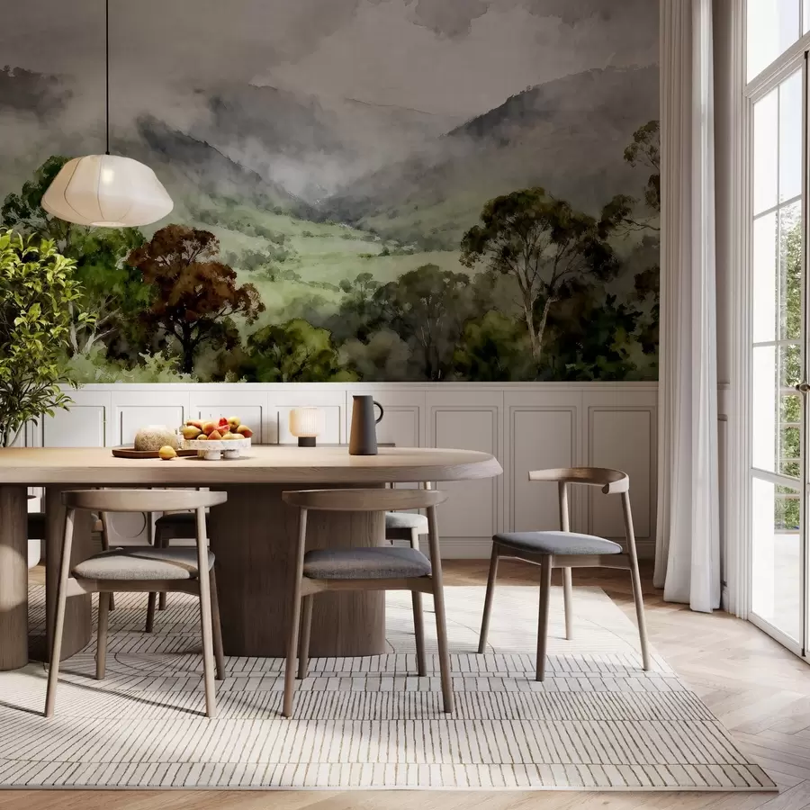 Фототапет Нарисуван пейзаж в мъглата w05185