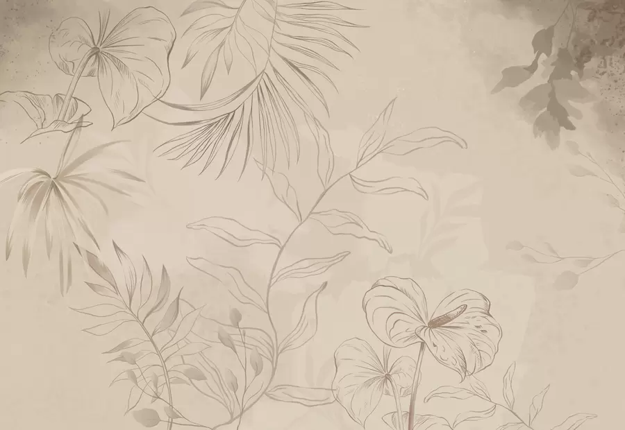 Фототапет Линейни растения на текстуриран бежов фон w05128