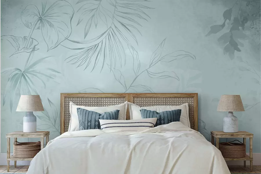 Фототапет Линейни растения на мек зеленикав фон w05128v1