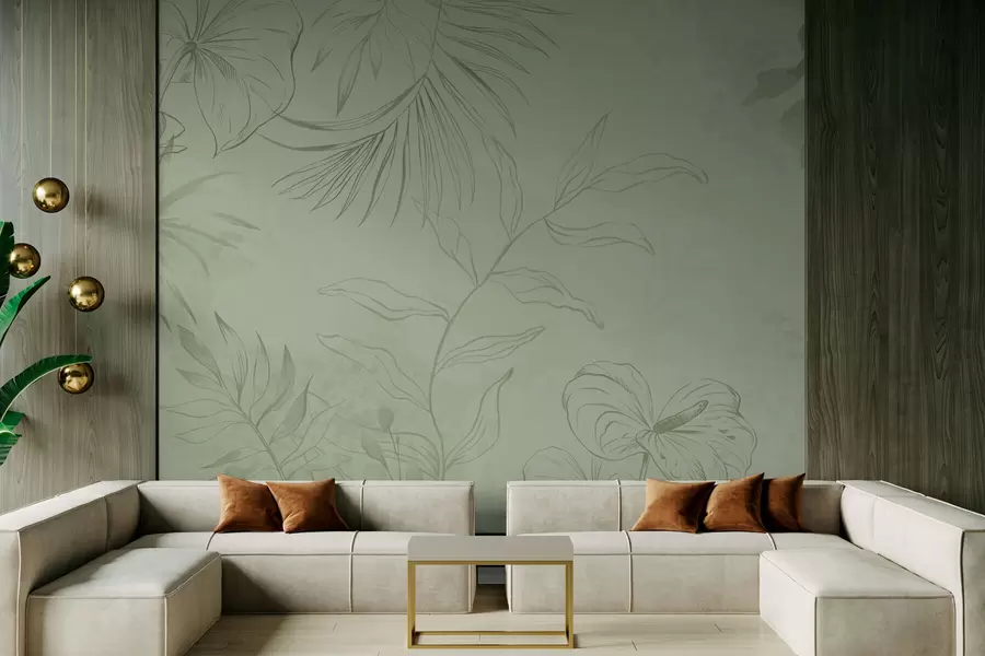 Фототапет Линейни растения на хладен син фон w05128v2