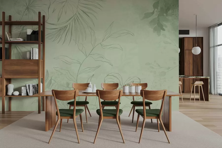 Фототапет Линейни растения на хладен син фон w05128v2