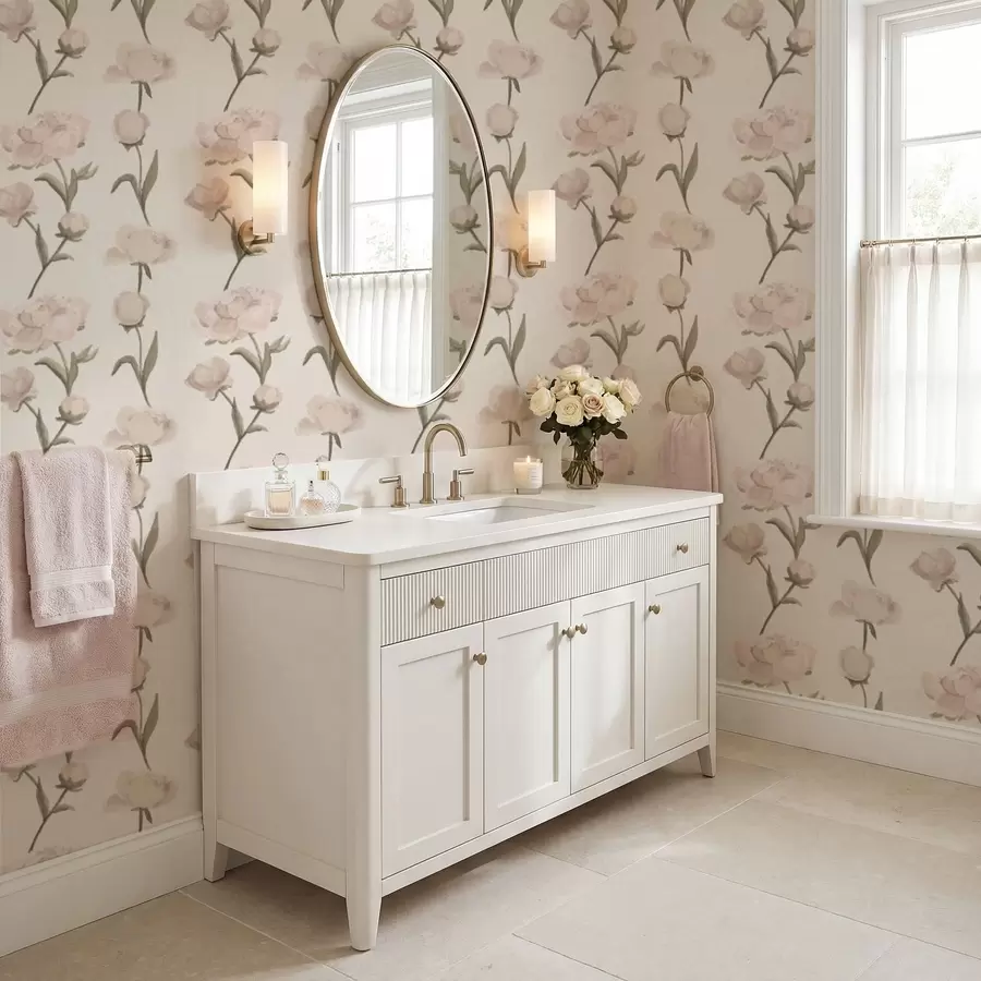 Фототапет Нежни розови божури на светъл фон a01114