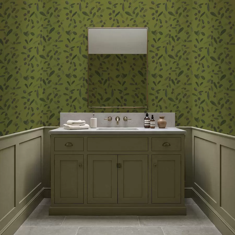 Фототапет Зелени клони с листа и плодове на маслина a01113